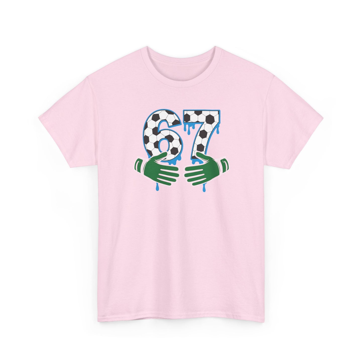 Dripping 97 Number Graphic Tee, Streetwear Checkerboard T-Shirt with Green Hands, Artsy Unisex Cotton Shirt