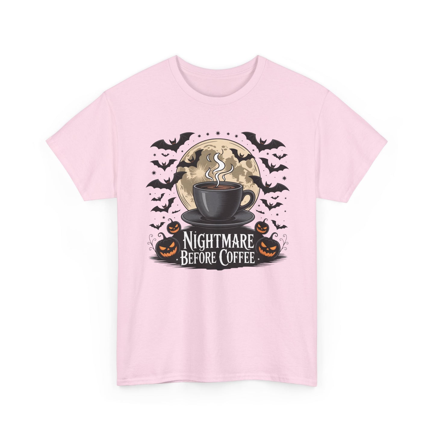 Halloween Coffee Tee, Unisex Heavy Cotton T-Shirt, Nightmare Before Coffee Shirt, Spooky Graphic Tee, Fall Seasonal Apparel