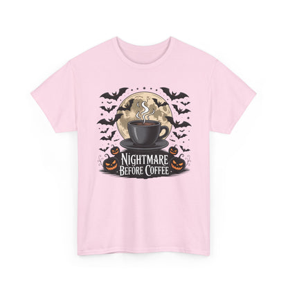 Halloween Coffee Tee, Unisex Heavy Cotton T-Shirt, Nightmare Before Coffee Shirt, Spooky Graphic Tee, Fall Seasonal Apparel