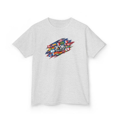 2026 World Flags Kids T-Shirt | Colorful International Flags Tee for Kids | Global Soccer Fan Shirt | Fun Cotton Youth Top