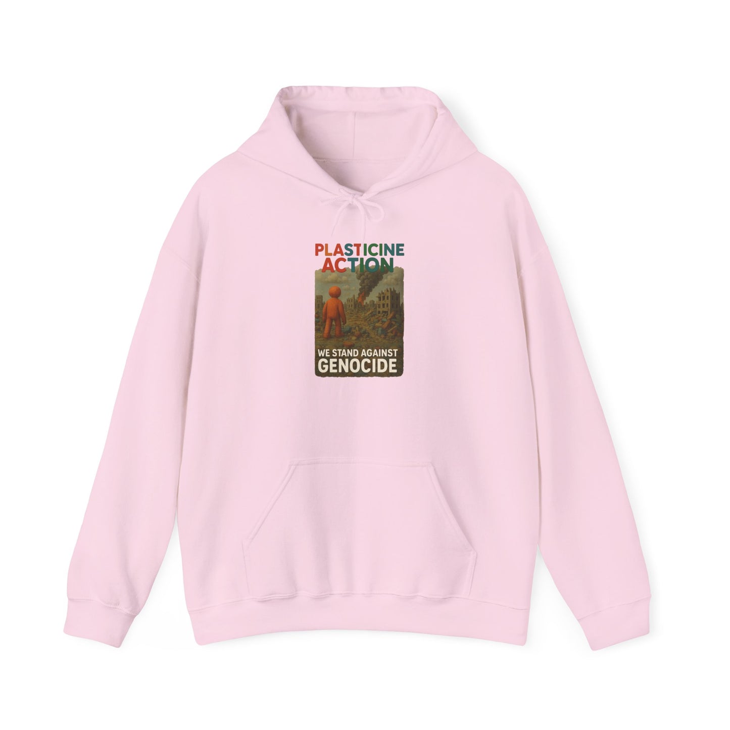 PLASTICINE ACTION Hoodie Palestine Anti Genocide hoodie Clay Art Gaza Protest Tee Human Rights Activist Gift Handmade Style Human Billboard