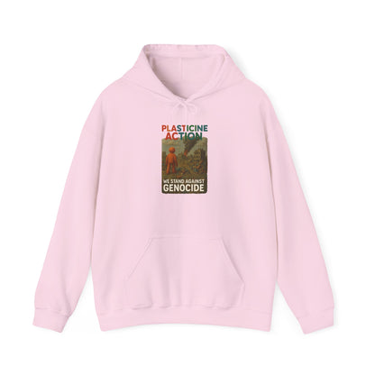 PLASTICINE ACTION Hoodie Palestine Anti Genocide hoodie Clay Art Gaza Protest Tee Human Rights Activist Gift Handmade Style Human Billboard