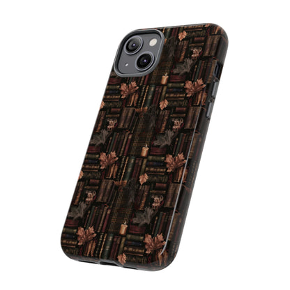 Gothic Phone Case Dark Academia Literary iPhone Samsung Cover with Books & Flowers, Phone case