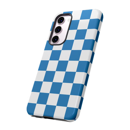 Blue Checkerboard Phone Case, Samsung Galaxy S25, S25 Plus, S24, S24 Plus, S24 Ultra, S23, S22, S22 Plus, S21 Ultra, S21 FE, S20+