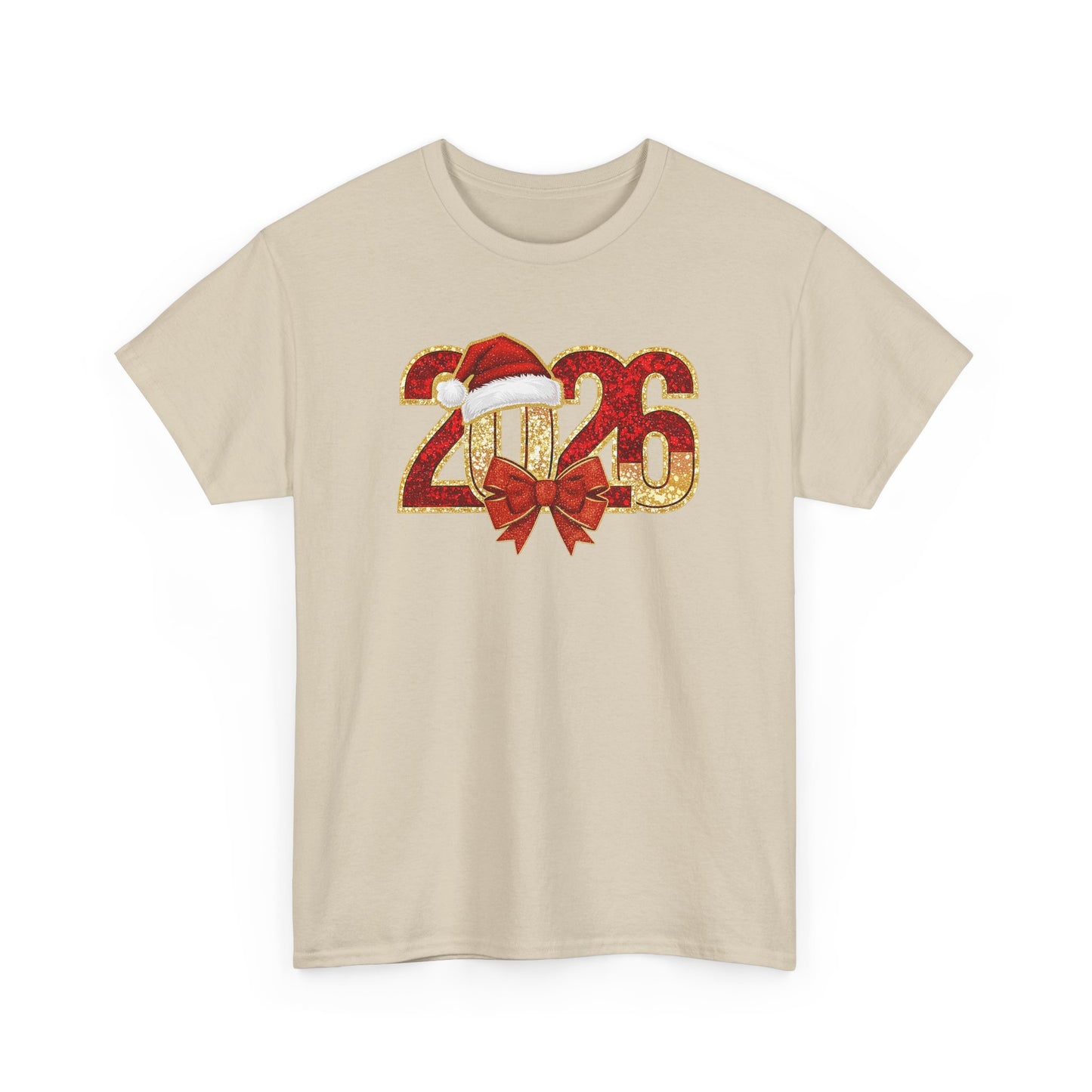 2026 New Year Shirt | Festive Christmas Tee with Santa Hat & Bow | Happy New Year T-Shirt | Holiday Party Outfit Gift