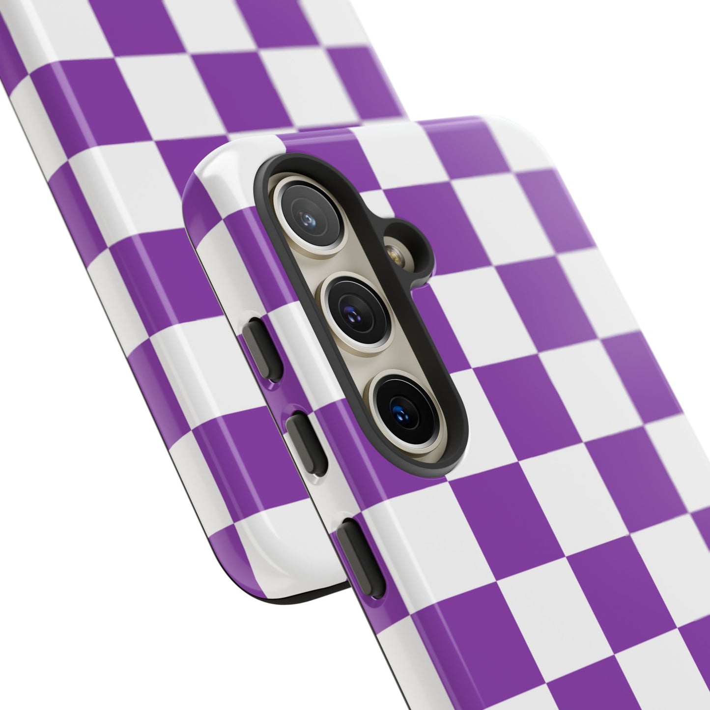 Purple Checkered Phone Case, Samsung Galaxy S25, S25 Plus, S24, S24 Plus, S24 Ultra, S23, S22, S22 Plus, S21 Ultra, S21 FE, S20+