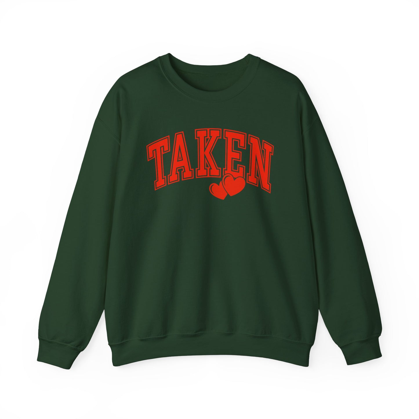 Taken Heart Graphic Sweatshirt, Red Collegiate Letters Crewneck, Cute Valentine Pullover, Cozy Gift for Her, Romantic Couple Sweater