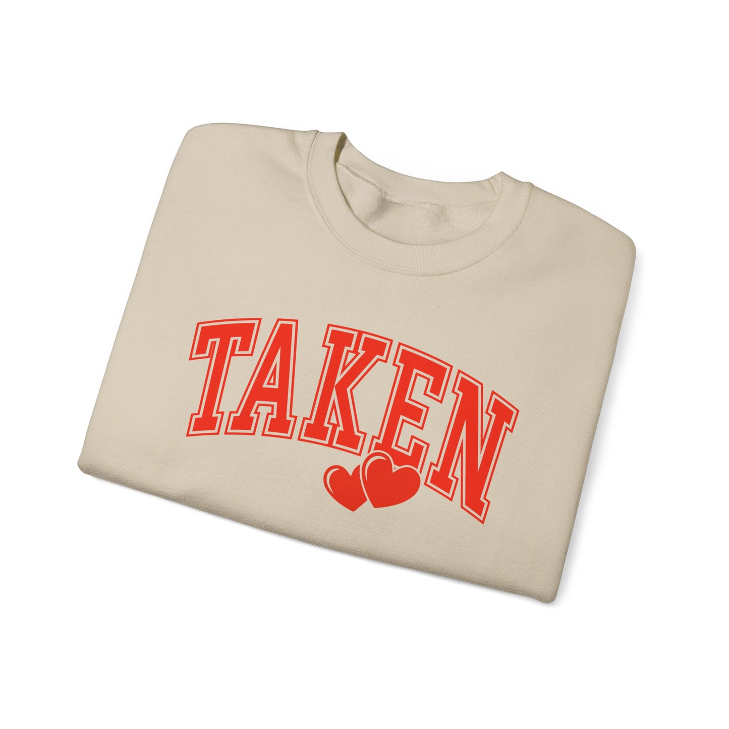 Taken Heart Graphic Sweatshirt, Red Collegiate Letters Crewneck, Cute Valentine Pullover, Cozy Gift for Her, Romantic Couple Sweater