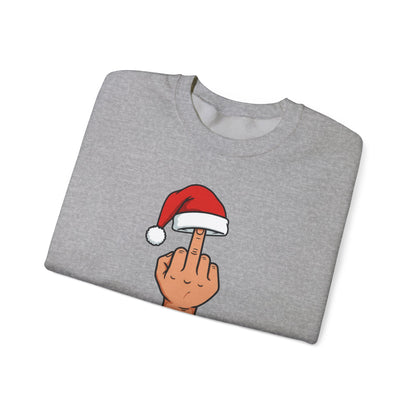 Funny Christmas Sweatshirt, Santa Hat Middle Finger Shirt, Merry Christmas Crewneck, Offensive Holiday Sweater, Funny Xmas Gift