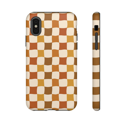 Boho Checked Phone Case, Checkerboard Design, Durable Protection, Phone Cover, Phone case For iPhone and Samsung, Trendy Phone Cover