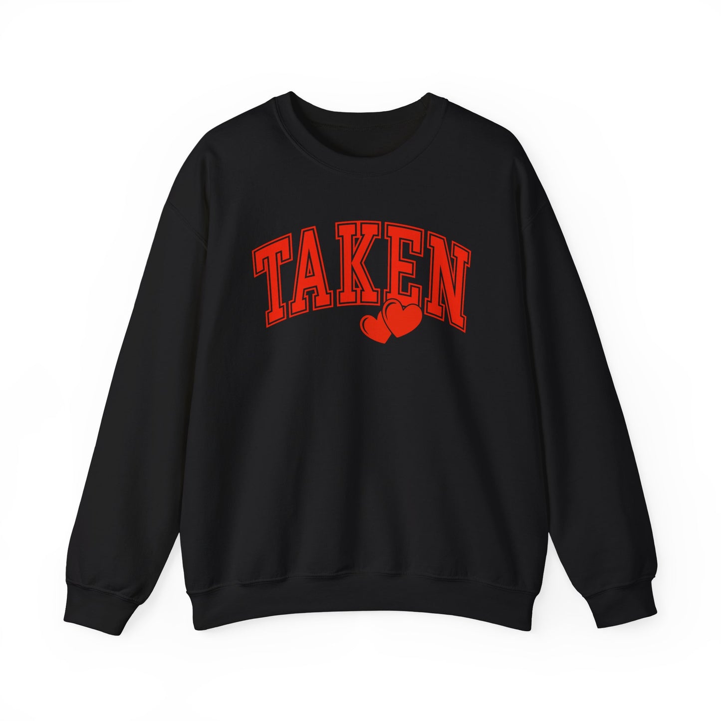 Taken Heart Graphic Sweatshirt, Red Collegiate Letters Crewneck, Cute Valentine Pullover, Cozy Gift for Her, Romantic Couple Sweater
