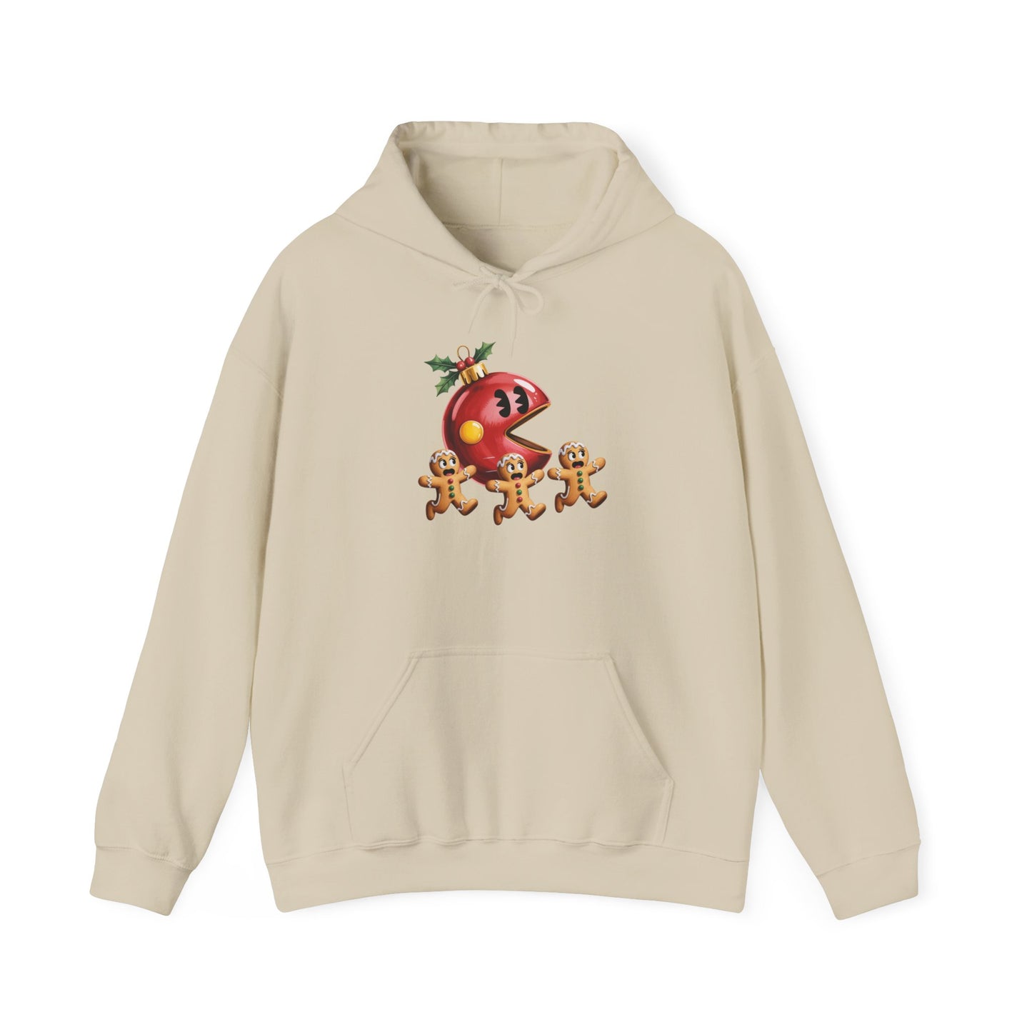 Playful Holiday Hoodie with Gingerbread Design, Cozy Christmas Sweatshirt for Family Gatherings, Fun Winter Apparel, Gift for her