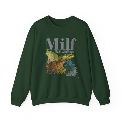 Man I Love Frogs Sweatshirt, Vintage Style Meme Frog Sweater, Funny Gen Z ''MILF'' Frog Crewneck, Inappropriate Gag Gift, Cozy Pullover