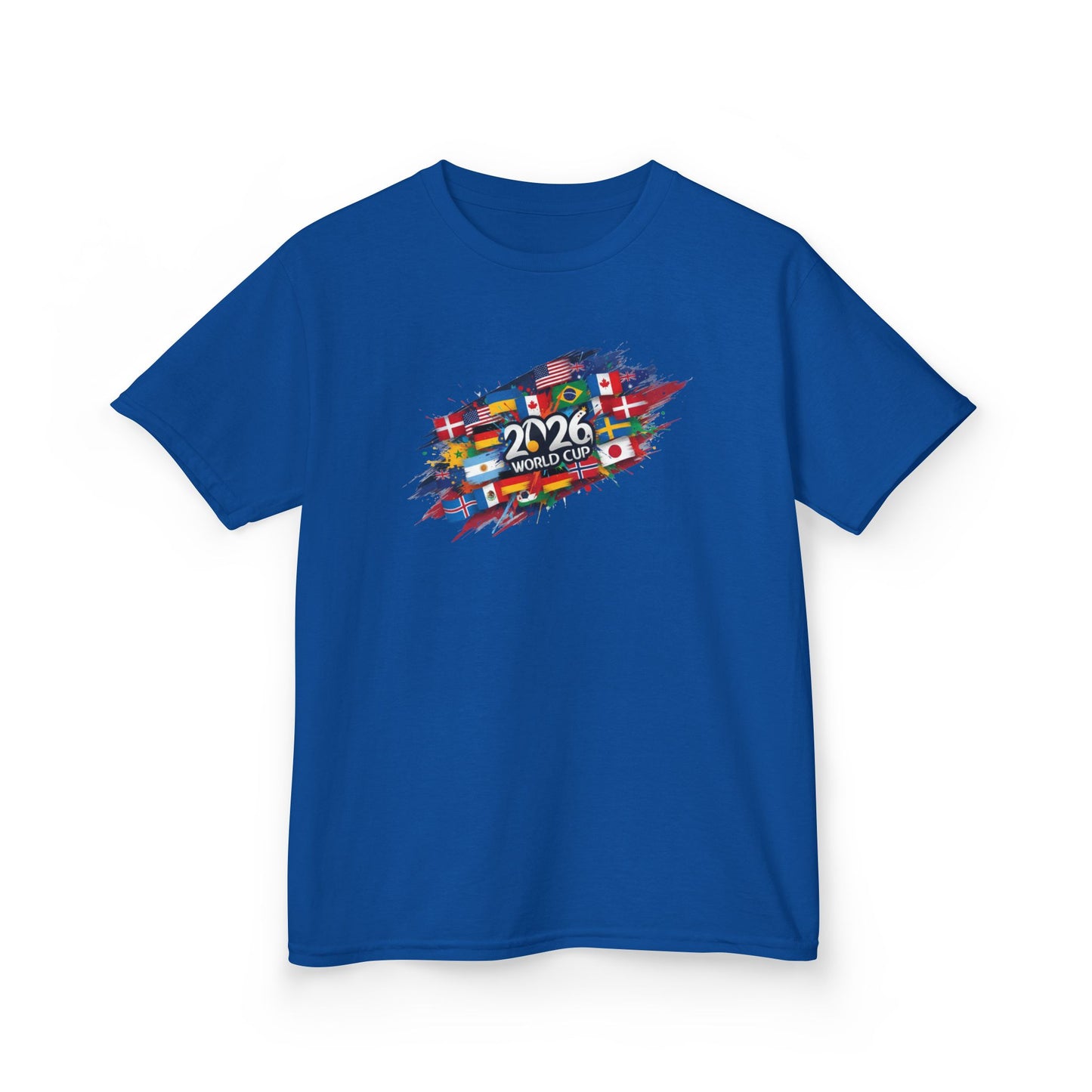 2026 World Flags Kids T-Shirt | Colorful International Flags Tee for Kids | Global Soccer Fan Shirt | Fun Cotton Youth Top