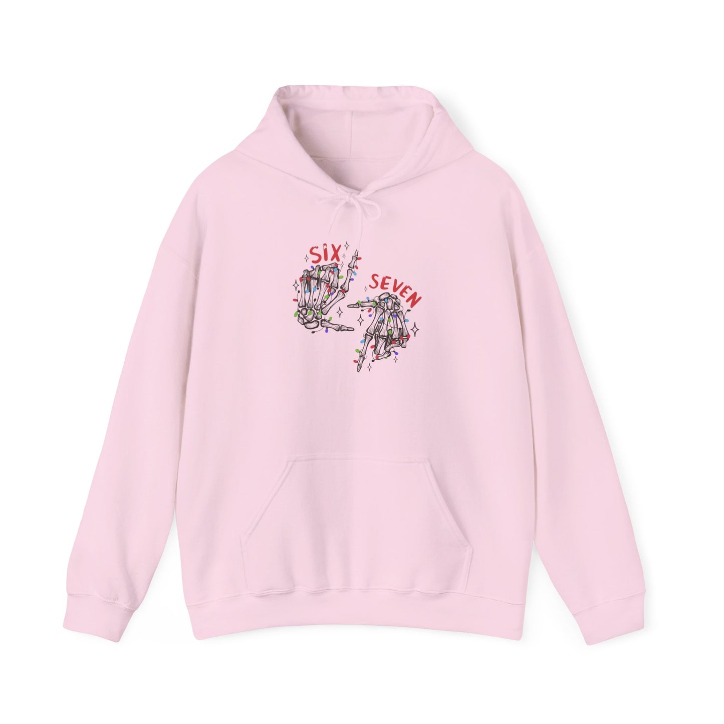 Six Seven Skeleton Hands Hoodie  Funny Halloween  Christmas Pullover | Skeleton Hand Lights Hoodie | Cool Holiday Sweatshirt Gift for Men