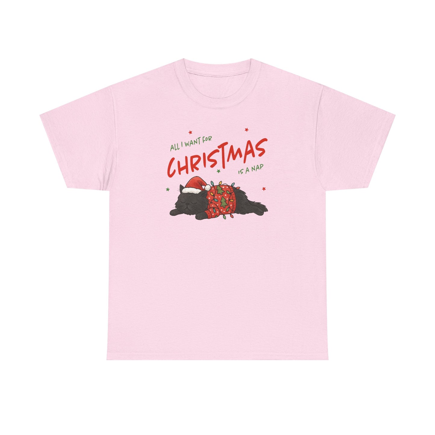 All I Want for Christmas Is a Nap Shirt | Funny Christmas Cat T-Shirt | Cozy Holiday Tee | Lazy Christmas Gift | Santa Cat Shirt