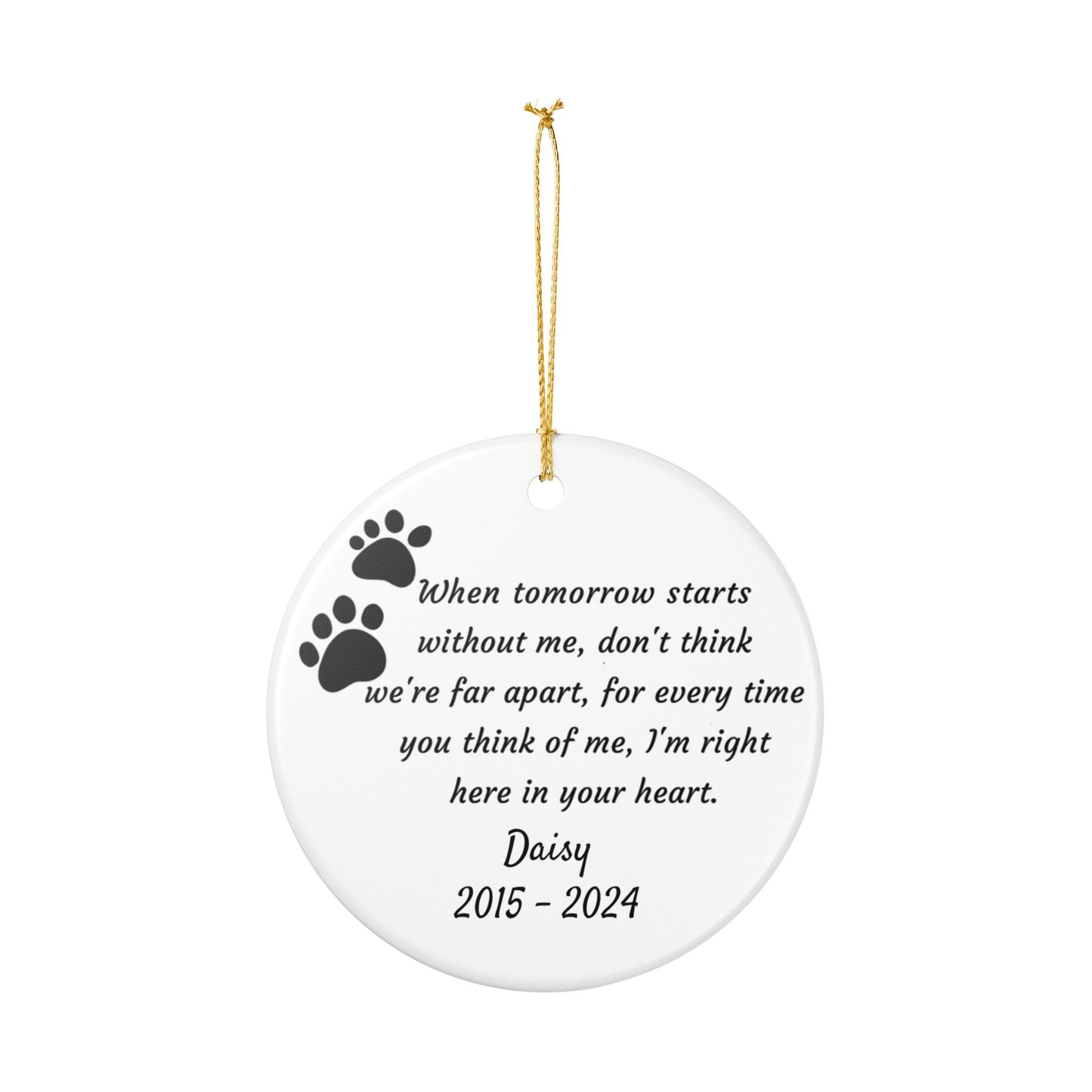 Personalized Pet Memorial Ornament, Pet Loss Gift, Dog Cat Tribute Decoration, Remembrance Keepsake, Heartfelt Sympathy Gift