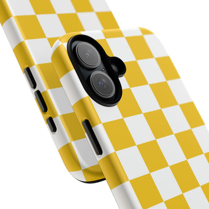 Yellow Checkered Phone Case - iPhone 17 Pro, 17, 16, 15, 14, 13, 12, 11, X, XR, XS MAX, Gift for Friends