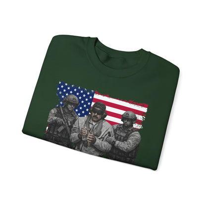 Maduro Captured 2026 Venezuela Libre Sweatshirt, Patriotic Military Graphic Crewneck, American Flag Soldier Tribute, Support Pullover