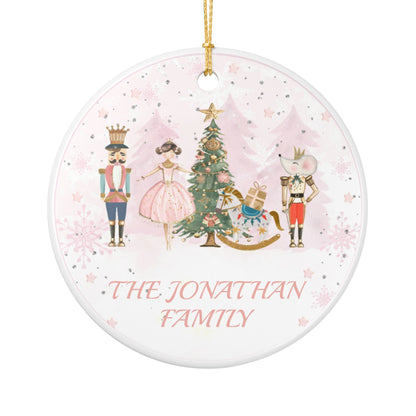 Pink Nutcracker Christmas Ornament | Pastel Ballet Family Decor | Ceramic Nutcracker Keepsake | Gift for Dancers & Ballerina Lovers