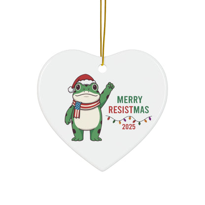 Merry Resistmas Freedom Frog Ornament 2025 – Double-Sided Political Humor Christmas Decor | Funny Activist Ornament | Freedom Frog Meme Gift