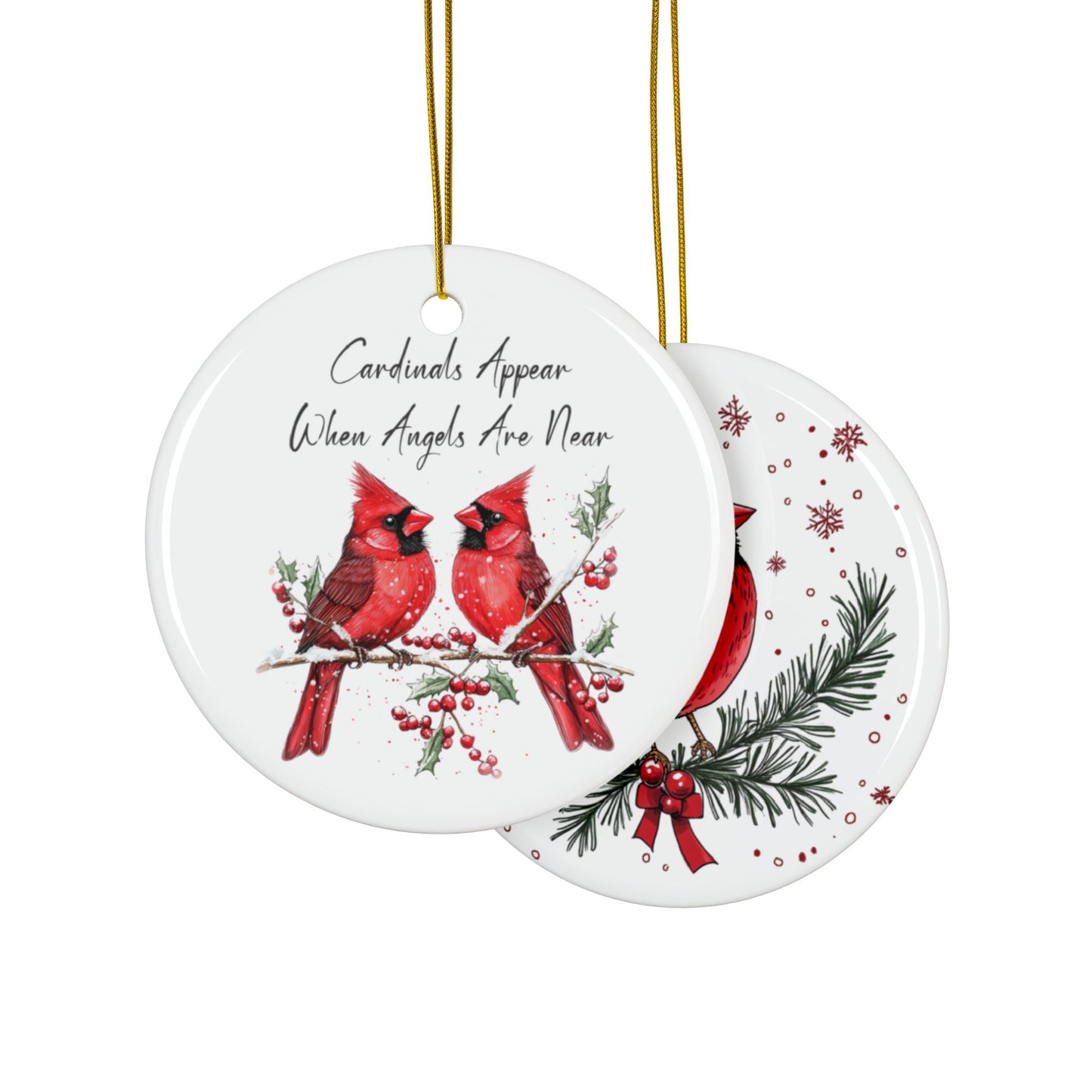 Cardinals Appear When Angels Are Near Ornament, Cardinal Memorial Ornament, Ceramic Double-Sided Cardinal Decoration, Winter Keepsake Gift