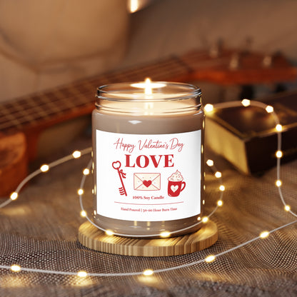 Valentine Love Illustration Candle 9oz | Romantic Soy Candle Gift, Valentine's Day Decor, Anniversary Gift for Her, Gift for Girlfriend