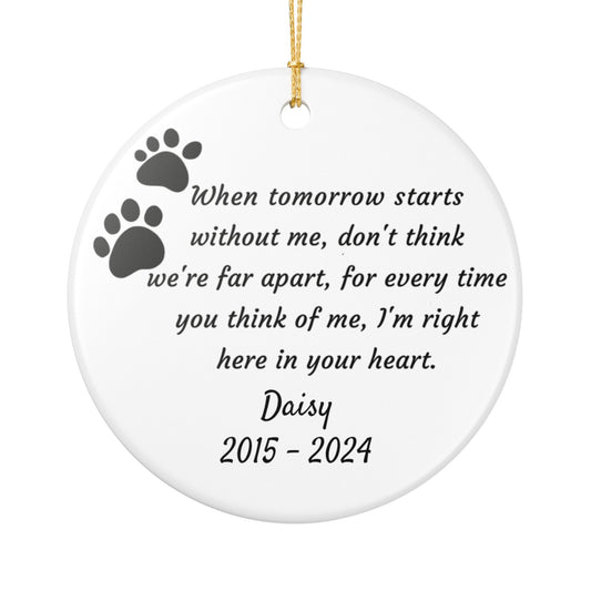 Personalized Pet Memorial Ornament, Pet Loss Gift, Dog Cat Tribute Decoration, Remembrance Keepsake, Heartfelt Sympathy Gift