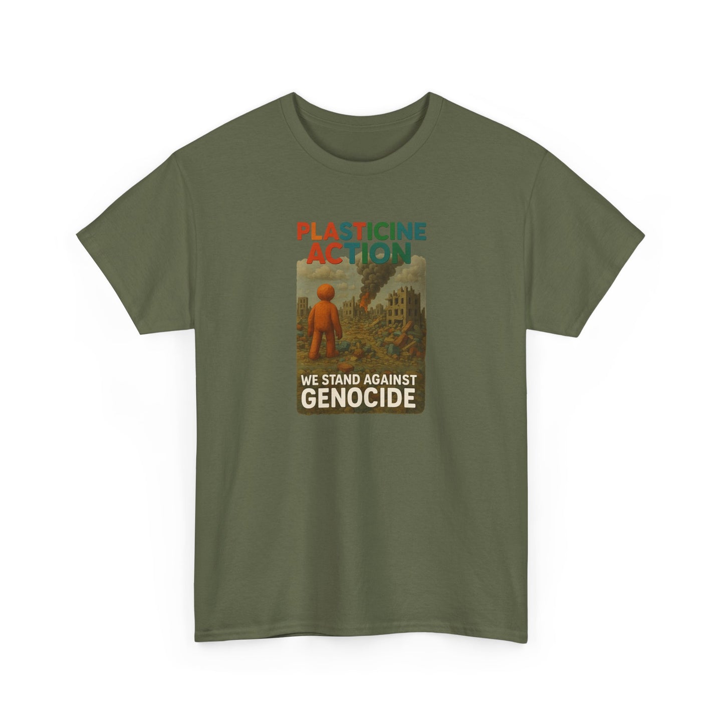 Plasticine Action Heavy Cotton Tee, Stand Against Genocide, Activist Wear, Social Justice Shirt, Awareness Tee, Thought Provoking Apparel