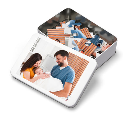 Family Photo Jigsaw Puzzle with Tin, Custom Picture Puzzle Keepsake, Personalized Family & Couples Gift