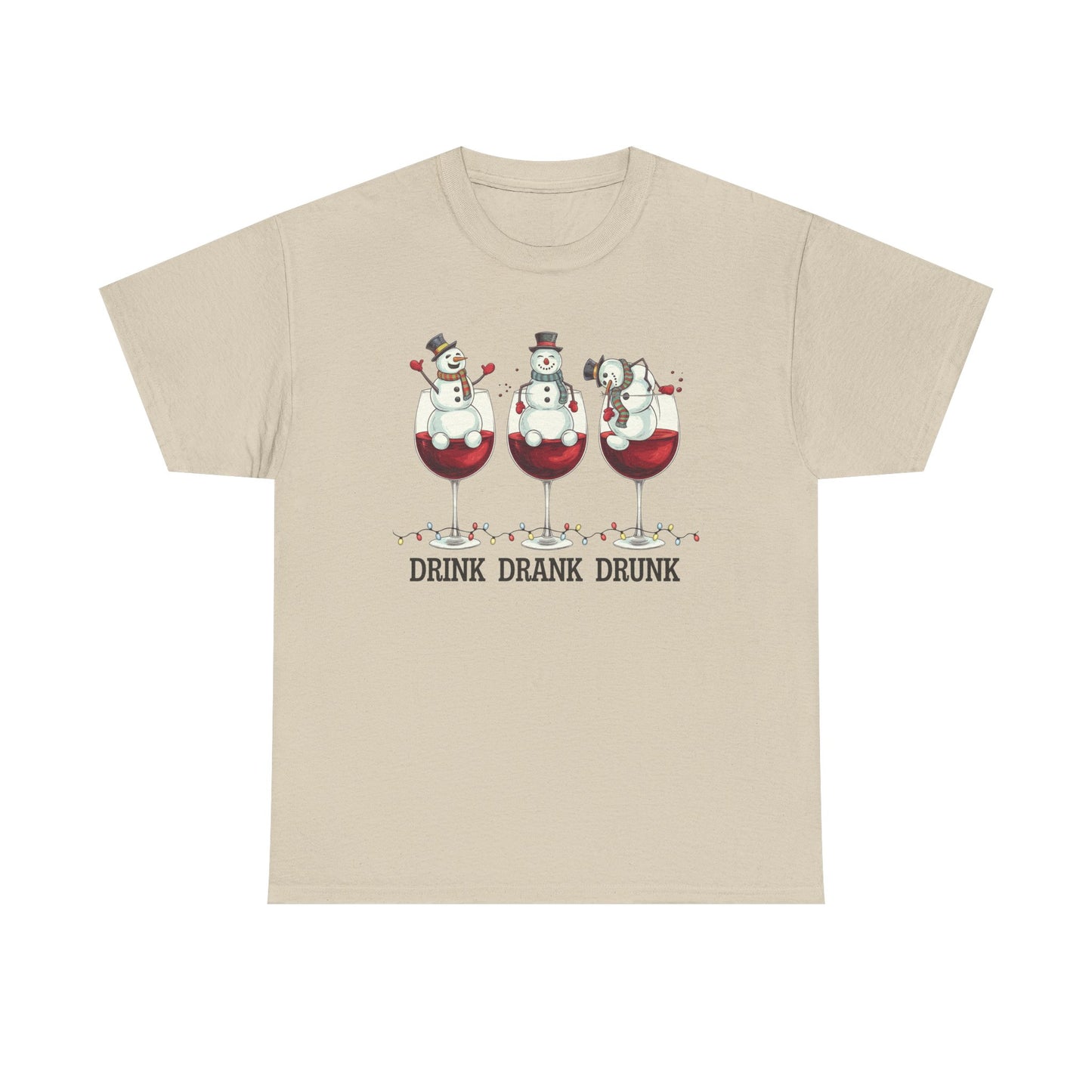Drink Drank Drunk Christmas Shirt | Funny Holiday Wine Shirt | Snowman Christmas Tee | Drinking Humor Gift for Friends