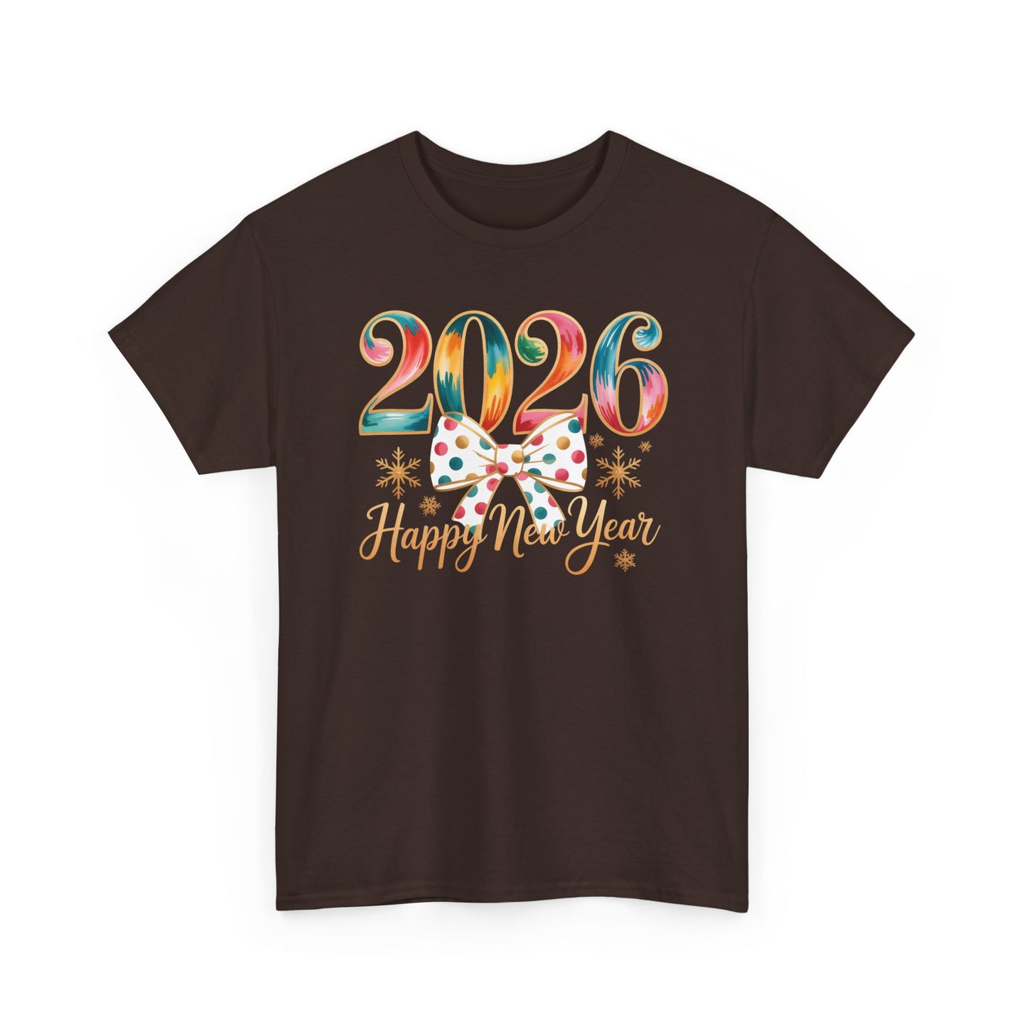 2026 Happy New Year Shirt, Colorful Bow New Year Tee, New Year Outfit, Cute NYE Party T-Shirt, 2026 Celebration Graphic Tee, New Year Gift
