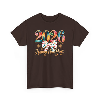 2026 Happy New Year Shirt, Colorful Bow New Year Tee, New Year Outfit, Cute NYE Party T-Shirt, 2026 Celebration Graphic Tee, New Year Gift