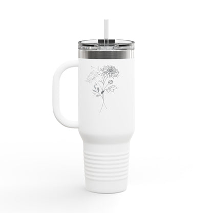 Personalized Floral Insulated Travel Mug, Coffee Tumbler, Eco-friendly Travel Mug, Holiday Gift, Tumbler for On-the-Go,  Christmas Gifts