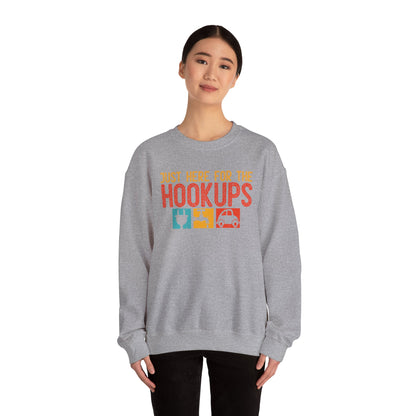 Just Here For The Hookups Sweatshirt | RV Camper Camping Pullover | Towing Camperplug Crewneck | RV Life Apparel