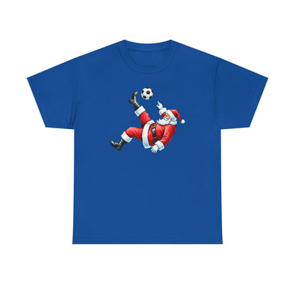 Santa Soccer Heavy Cotton Tee, Fun Holiday Shirt, Christmas Party, Gift for Him/Her, Festive Clothing, Casual Wear, Gift for her