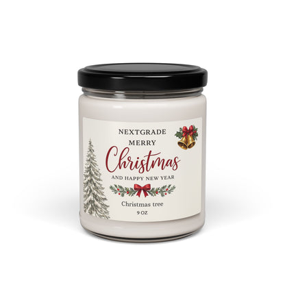 Merry Christmas Soy Candle 9oz | Holiday Scented Candle Gift | Christmas Tree Aroma | Winter Home Decor | Hand Poured Natural Candle