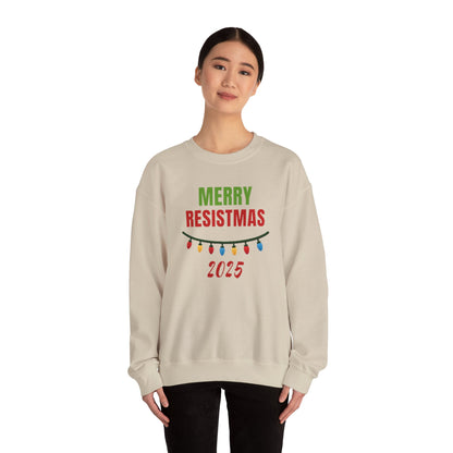 Merry Resistmas 2025 Sweatshirt, Cozy Holiday Crewneck, Unisex Sweatshirt, Christmas Gift, Festive Apparel, 2025 Celebrations
