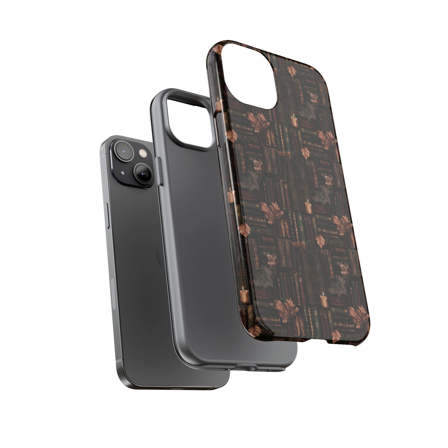 Gothic Phone Case Dark Academia Literary iPhone Samsung Cover with Books & Flowers, Phone case