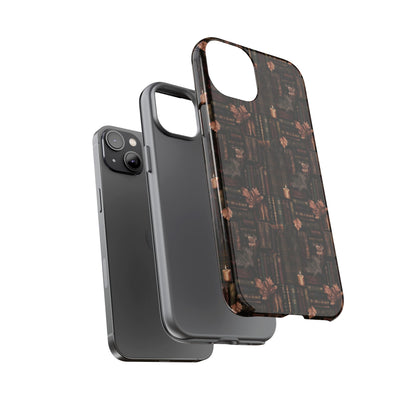 Gothic Phone Case Dark Academia Literary iPhone Samsung Cover with Books & Flowers, Phone case