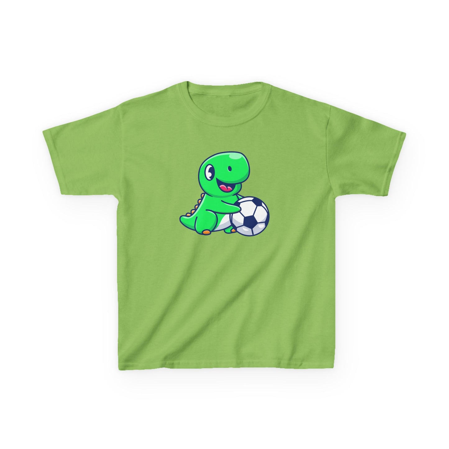 Green Dinosaur Playing Soccer Kids T-Shirt, Cute Dino Soccer Shirt for Boys Girls, Fun Youth Sports Graphic Tee, Football Lover