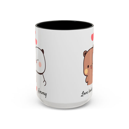 Personalized Dudu Bubu Mug | Cute Bear Coffee Cup | Color Handle Mug | Birthday Christmas Gift | Funny Mug for Her Him Valentine Gift