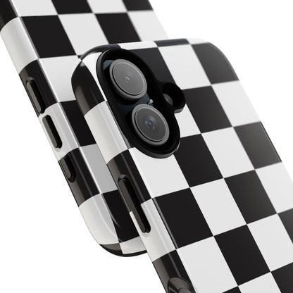 Black and White Checker iPhone Case, Stylish iPhone Cover for Teens, Holiday Gift, Unique Mobile Accessories, Tough Protection