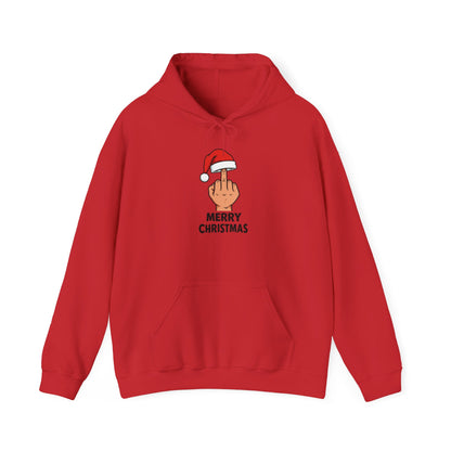 Funny Christmas Hoodie, Santa Hat Middle Finger Hoodie, Merry Christmas Sweater, Rude Holiday Hoodie, Funny Xmas Gift for Adults