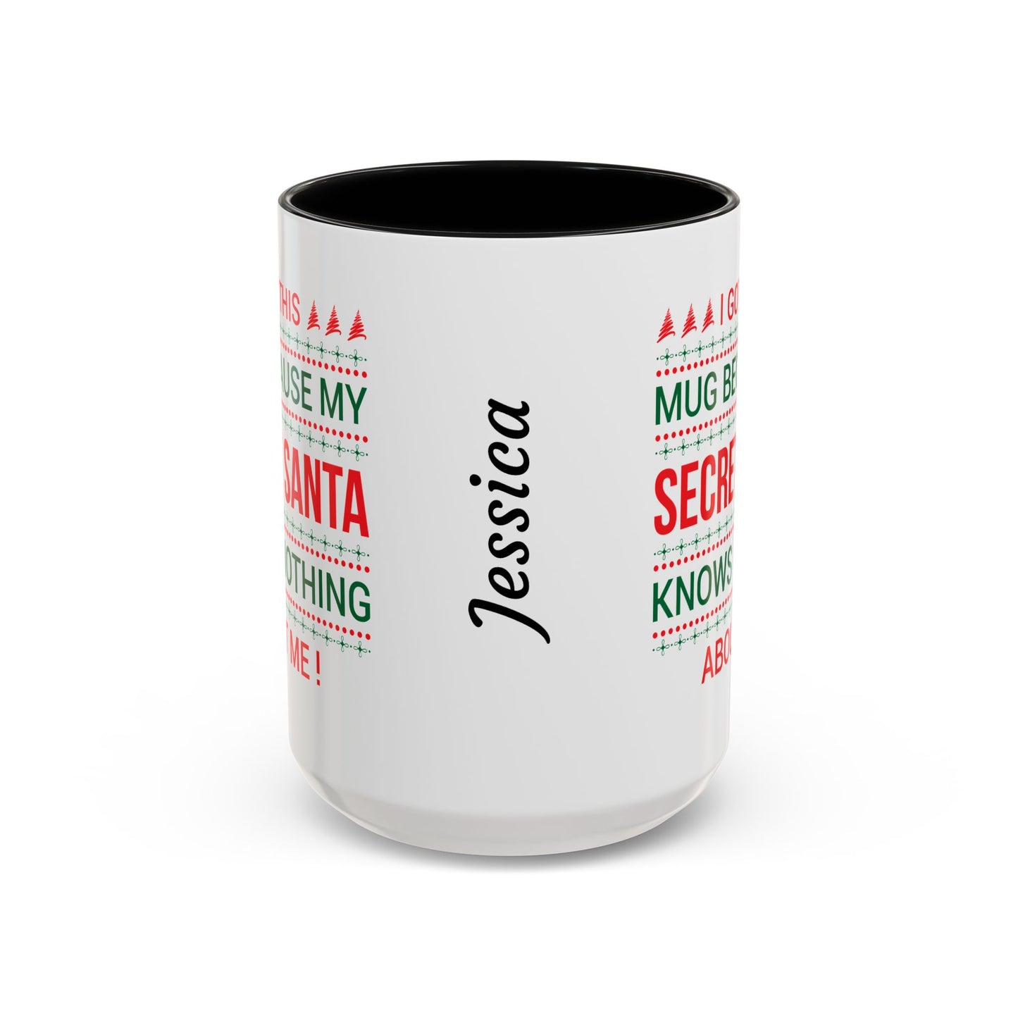 Personalized Secret Santa Accent Coffee Mug, Holiday Gift, Funny Christmas Mug, Unique Office Secret Santa Gift, Custom Drinkware