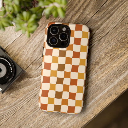 Boho Checked Phone Case, Checkerboard Design, Durable Protection, Phone Cover, Phone case For iPhone and Samsung, Trendy Phone Cover