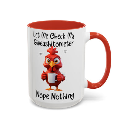 Funny Giveashitometer Mug | Sarcastic Coffee Mug with Rooster | Sassy Office Mug | Gift for Coworkers Friends