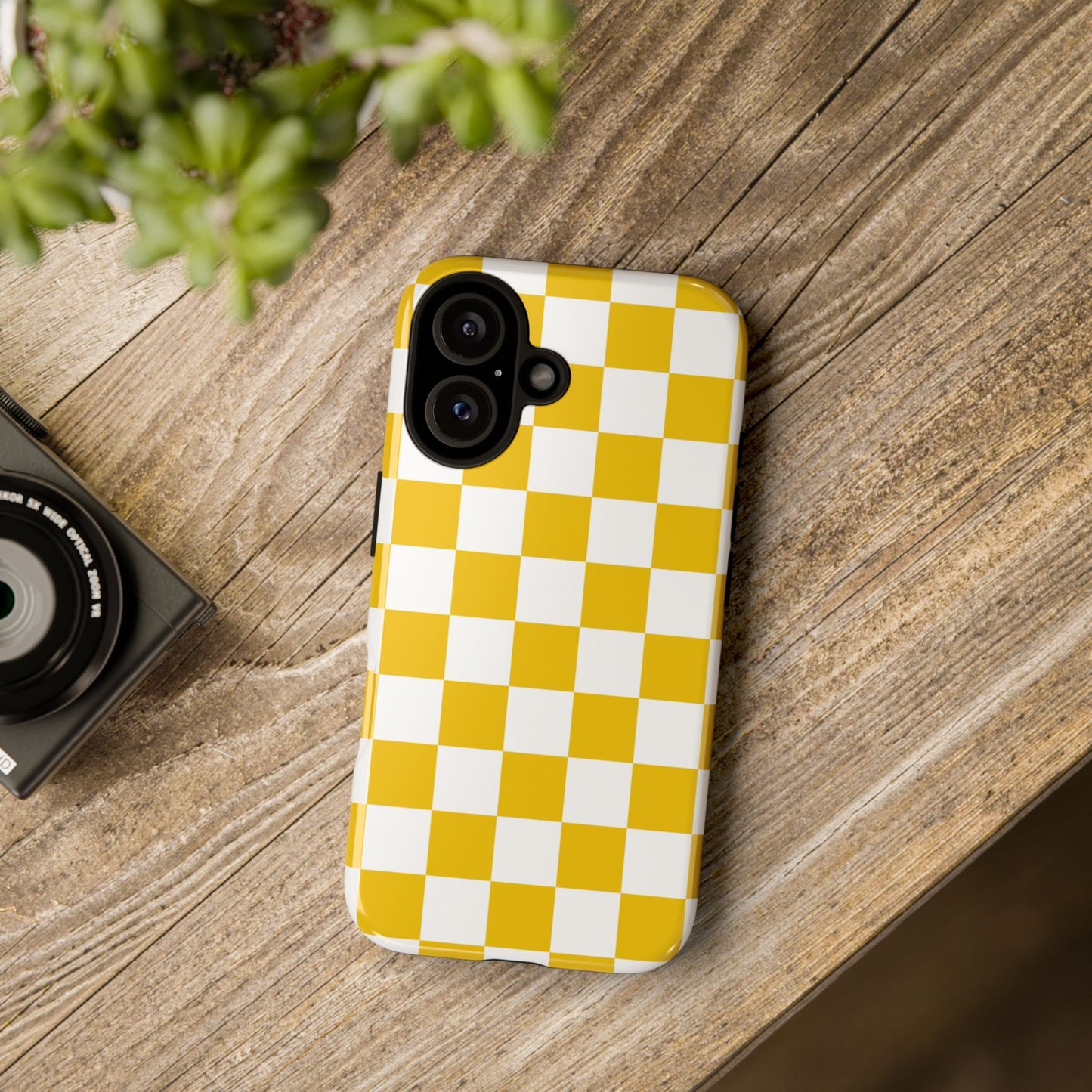 Yellow Checkered Phone Case - iPhone 17 Pro, 17, 16, 15, 14, 13, 12, 11, X, XR, XS MAX, Gift for Friends
