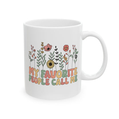 Personalized Flower Power Ceramic Mug, My People Mug, Gift for Friends, Coffee Lover Gift, Floral Mug, Tea Lovers