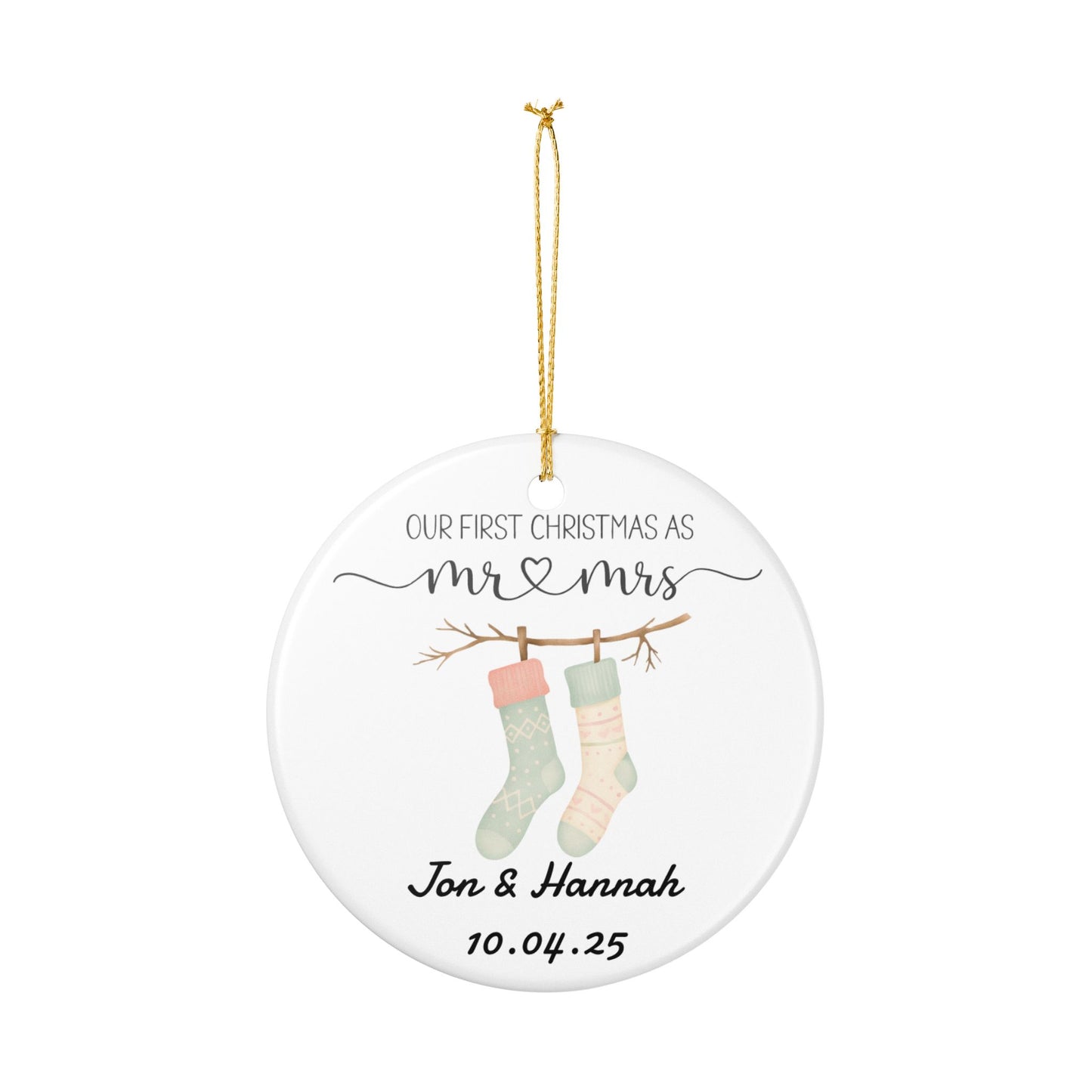 First Christmas Married Ornament, Customized Our First Christmas As Mr And Mrs Christmas Ornament, Personalized Wedding Gift, Newlywed 2025